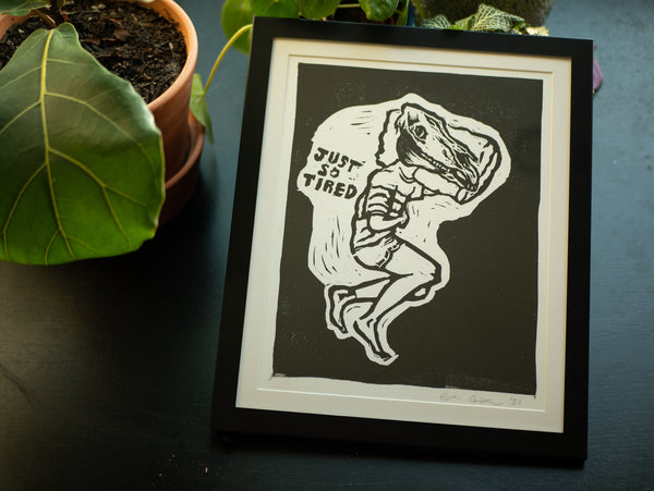 "Just So Tired" Original Blockprint