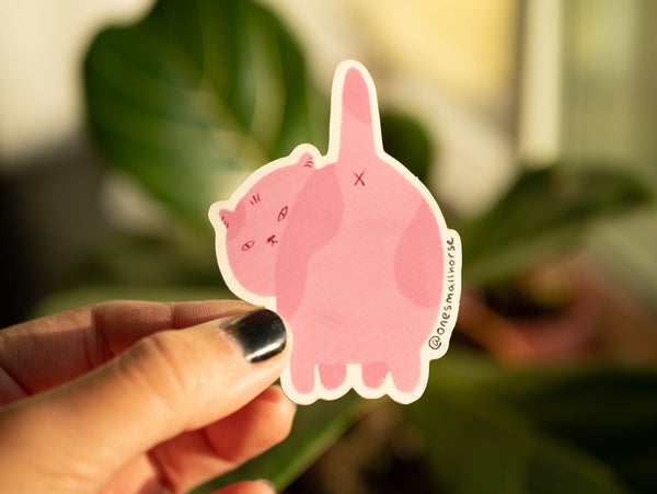 Pink Grumpy Boi Sticker