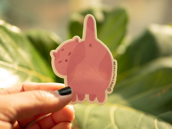 Pink Grumpy Boi Sticker