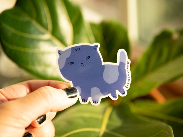 Blue Grumpy Boi Sticker