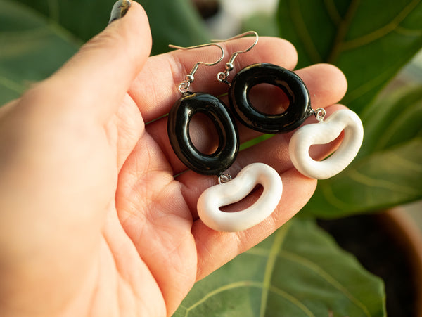 Black and White Bean Earrings 1