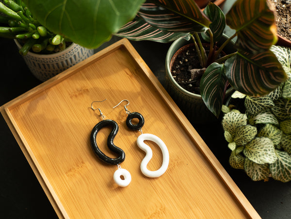 Black and White Yin Yang Earrings