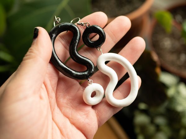 Black and White Yin Yang Earrings