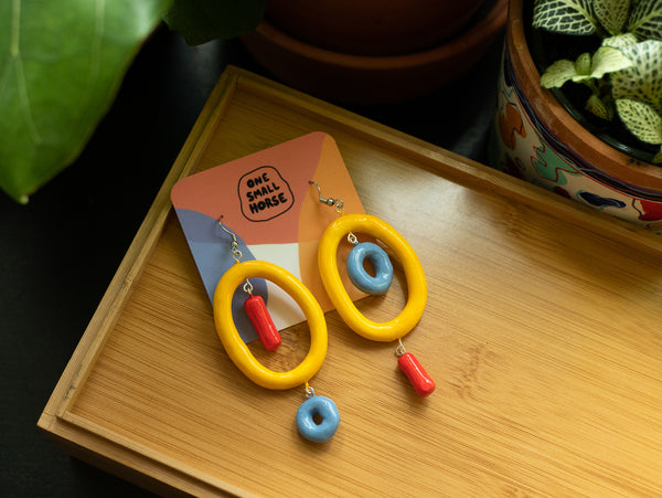 Yellow Loop Dangle Earrings