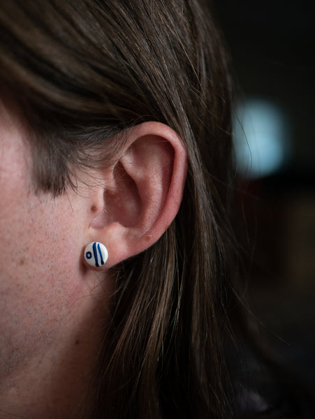 Blue and White Sunrise Studs