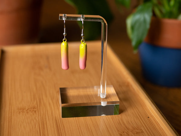 Pink and Green Gradient Short Dangle Earrings