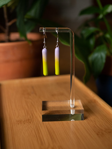 Purple and Lime Gradient Dangle Earrings
