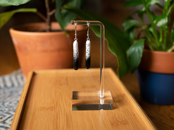 Black and White Gradient Dangle Earrings