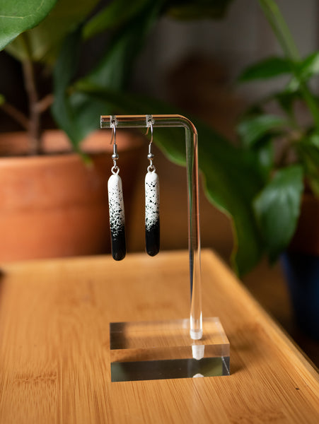 Black and White Gradient Dangle Earrings