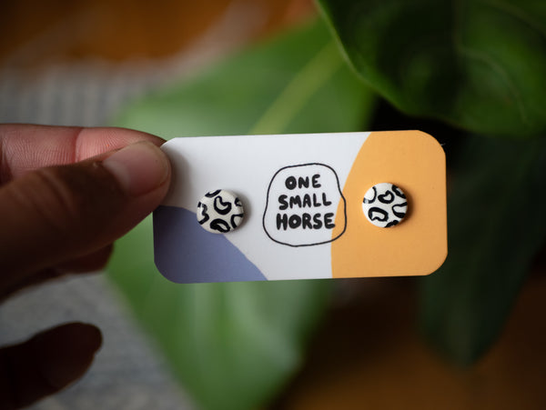 Black and White Tiny Bean Studs