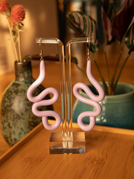 Lilac Long Squiggle Earrings