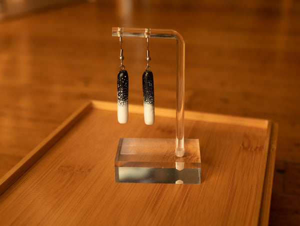 Night Sky Black and White Gradient Dangle Earrings