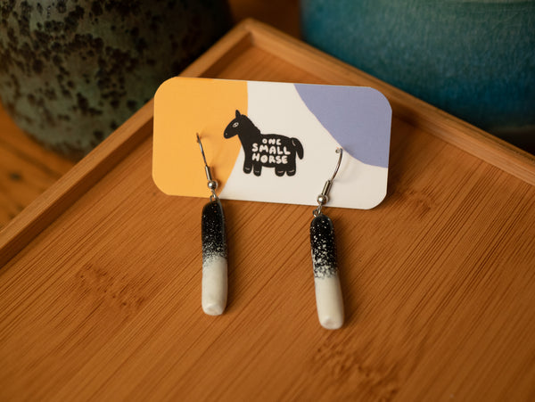 Night Sky Black and White Gradient Dangle Earrings