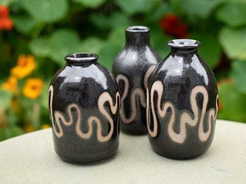 Wavy Black Bud Vase