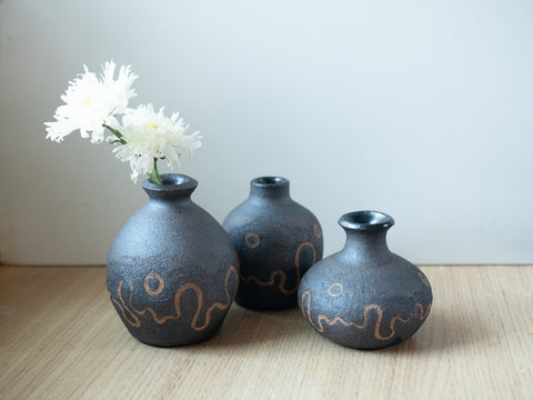 Black Inlay Bud Vases