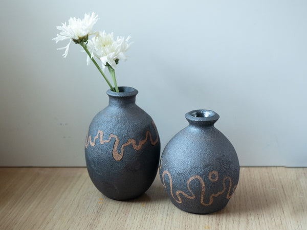 Black Inlay Bud Vases