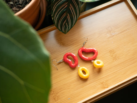 Red and Yellow Bean Earrings