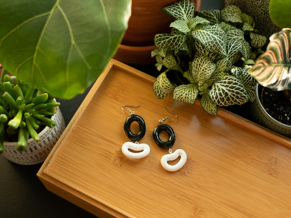 Black and White Bean Earrings 1