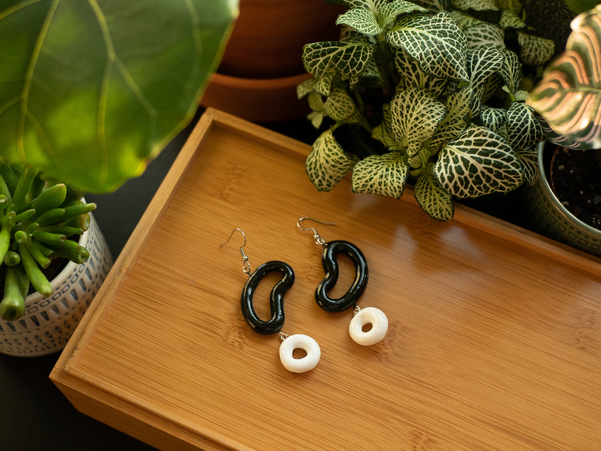 Black and White Bean Earrings 2