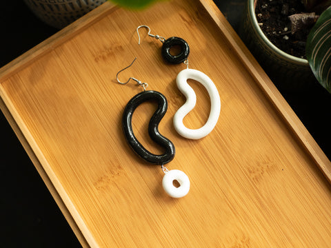 Black and White Yin Yang Earrings