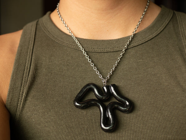 Black Squiggle Necklace