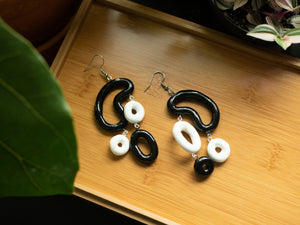 Black and White Bean Dangle Earrings
