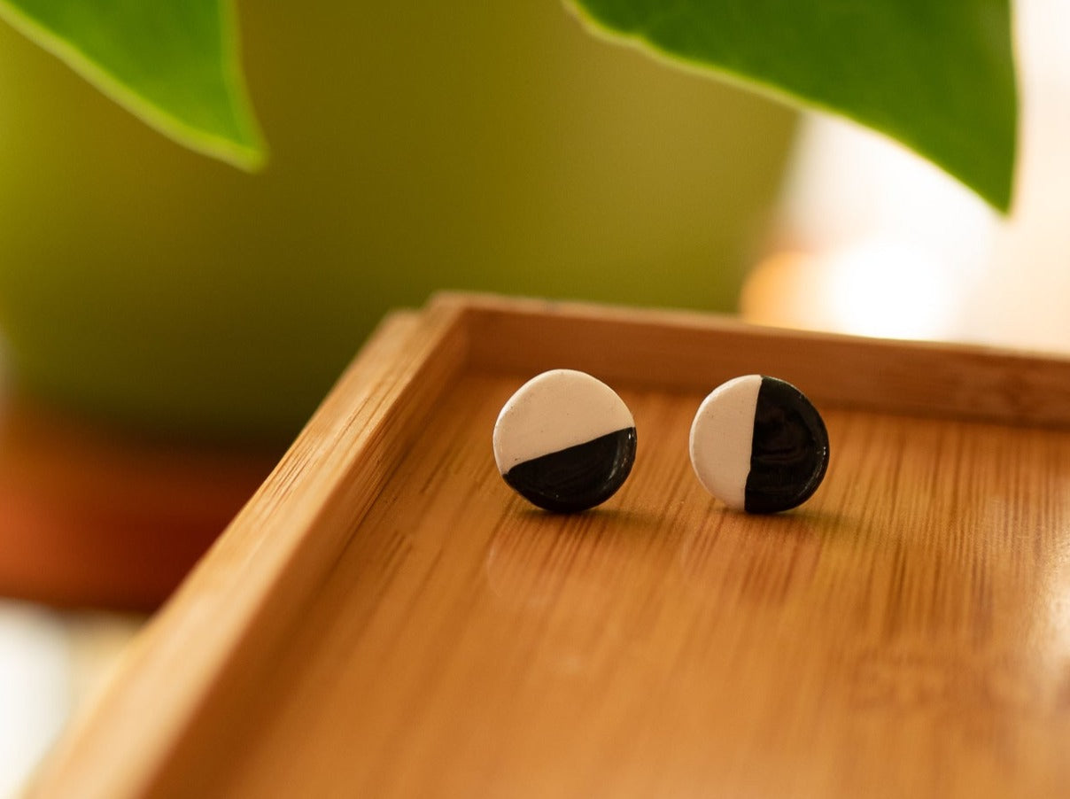 Black and White Cookie Studs