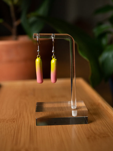 Pink and Green Gradient Short Dangle Earrings