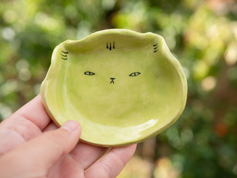 Green Cat Ceramic Tray
